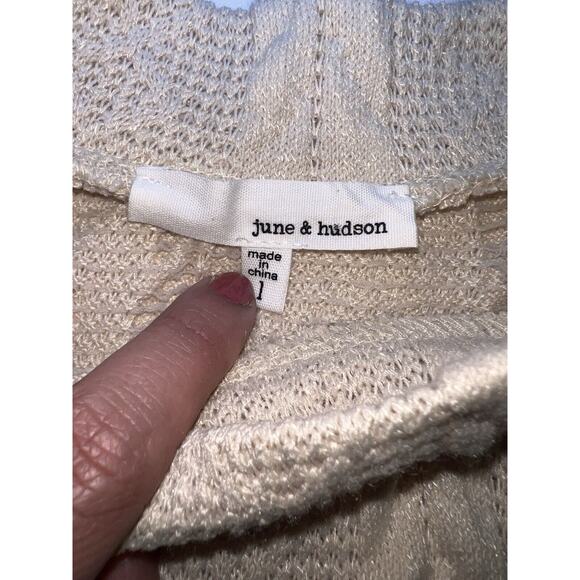 June & Hudson Sweater Womens Size 1 Beige Cable Knit Pullover Mock Neck Fall NWT - Picture 10 of 16